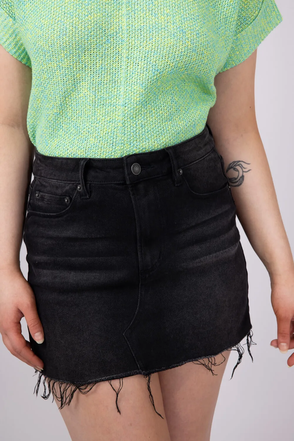 Mica High Rise Raw Hem Denim Mini Skirt for Women | MDP-K3479-A sold by Glik’s product image thumbnail 3