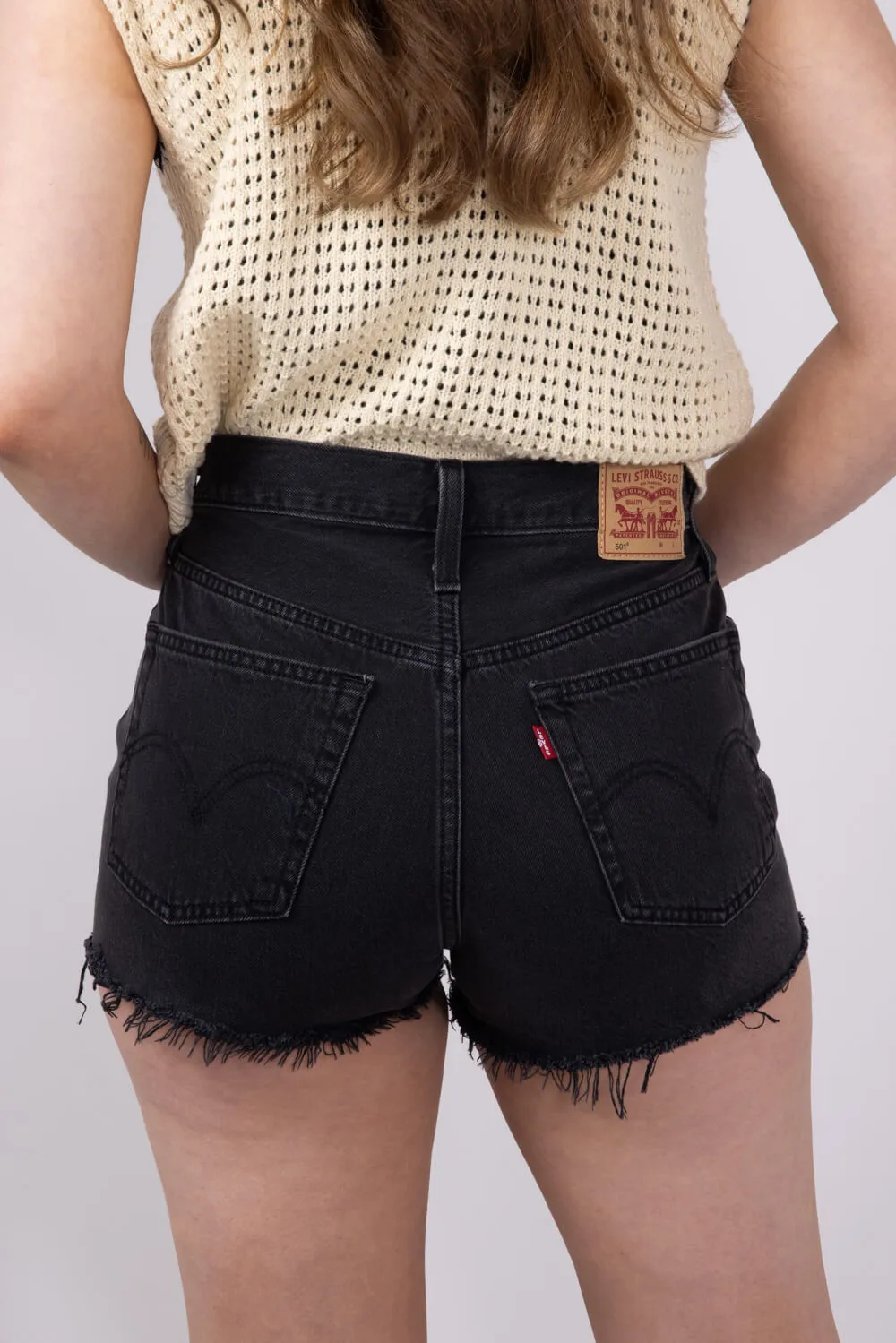 Levi’s 501 Original Denim Shorts for Women in Lunar Black | 56327-0112 sold by Glik’s product image thumbnail 5