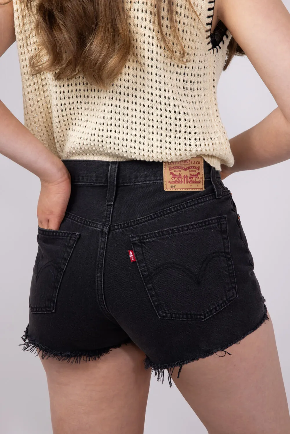 Levi’s 501 Original Denim Shorts for Women in Lunar Black | 56327-0112 sold by Glik’s product image thumbnail 3