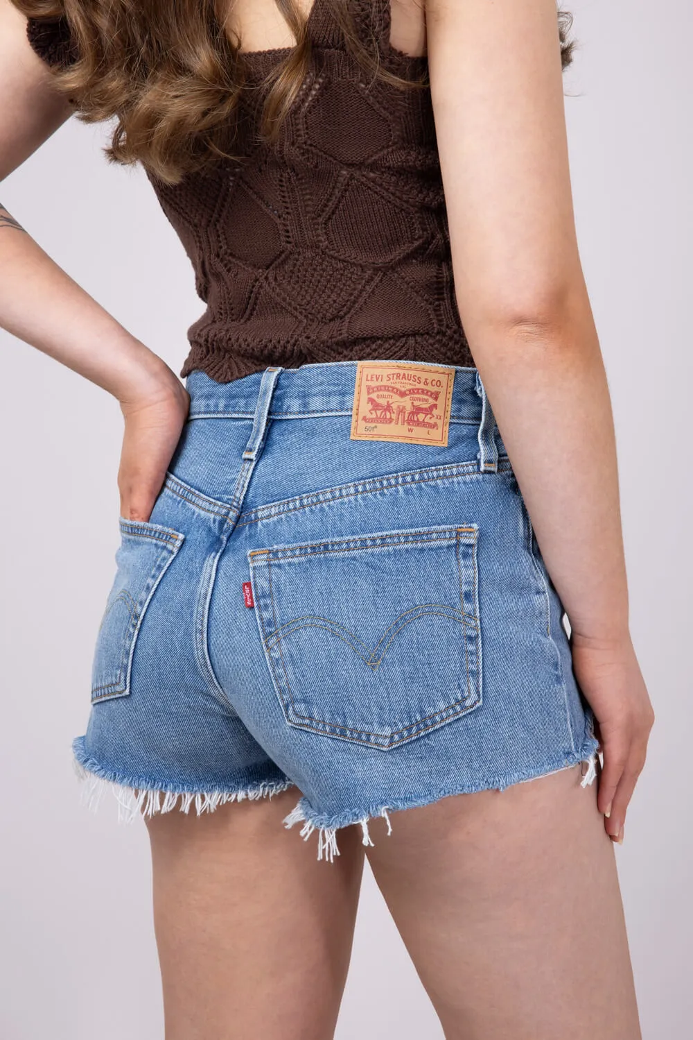 Levi’s 501 Original Blow Big Horns Denim Shorts for Women | 56327-0459 sold by Glik’s product image thumbnail 5