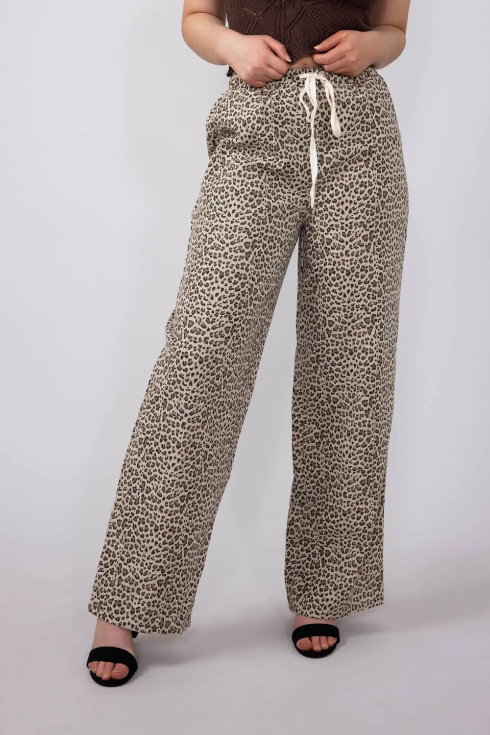 Leopard Print Drawstring Pants for Women in Brown | NP70768-BEIGELEOPARD sold by Glik’s