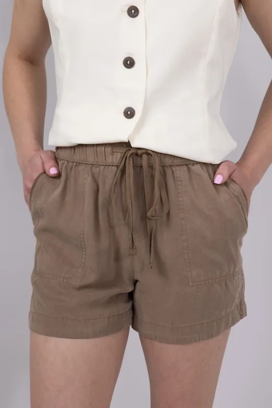 Tencel Drawstring Shorts for Women in Hazelnut | 42589-HAZELNUT sold by Glik’s