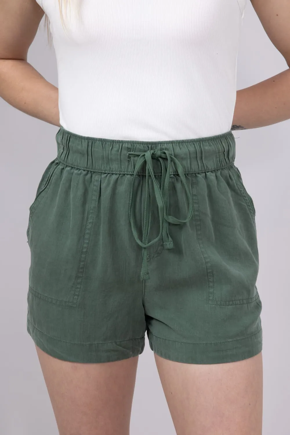 Tencel Drawstring Shorts for Women in Pine | 42589-PINE sold by Glik’s