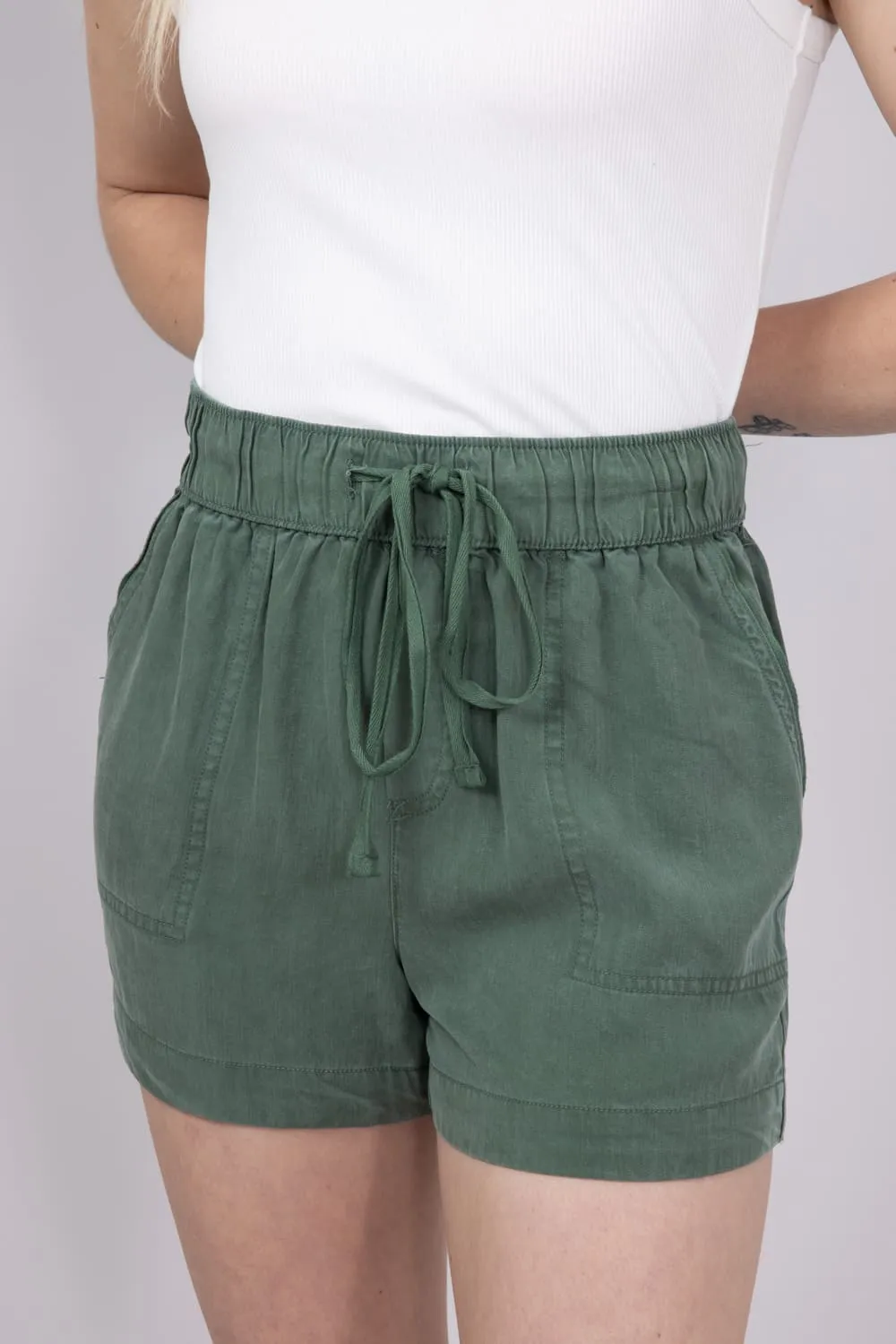 Tencel Drawstring Shorts for Women in Pine | 42589-PINE sold by Glik’s product image thumbnail 2
