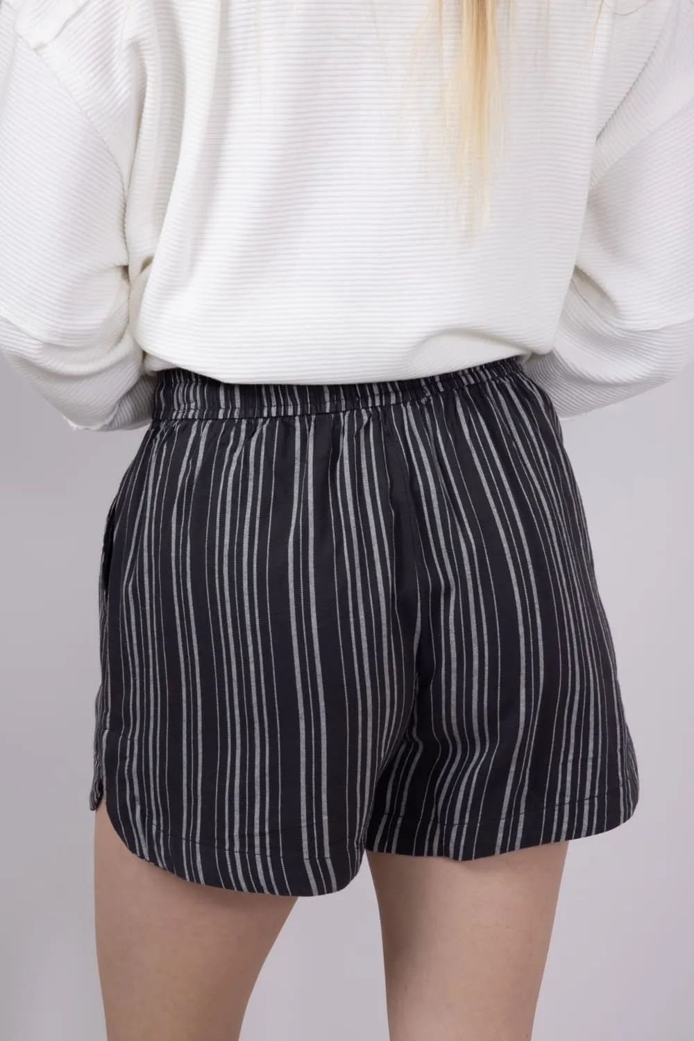 Drawstring Stripe Shorts for Women in Charcoal | 42732-CHARCOAL sold by Glik’s product image thumbnail 2