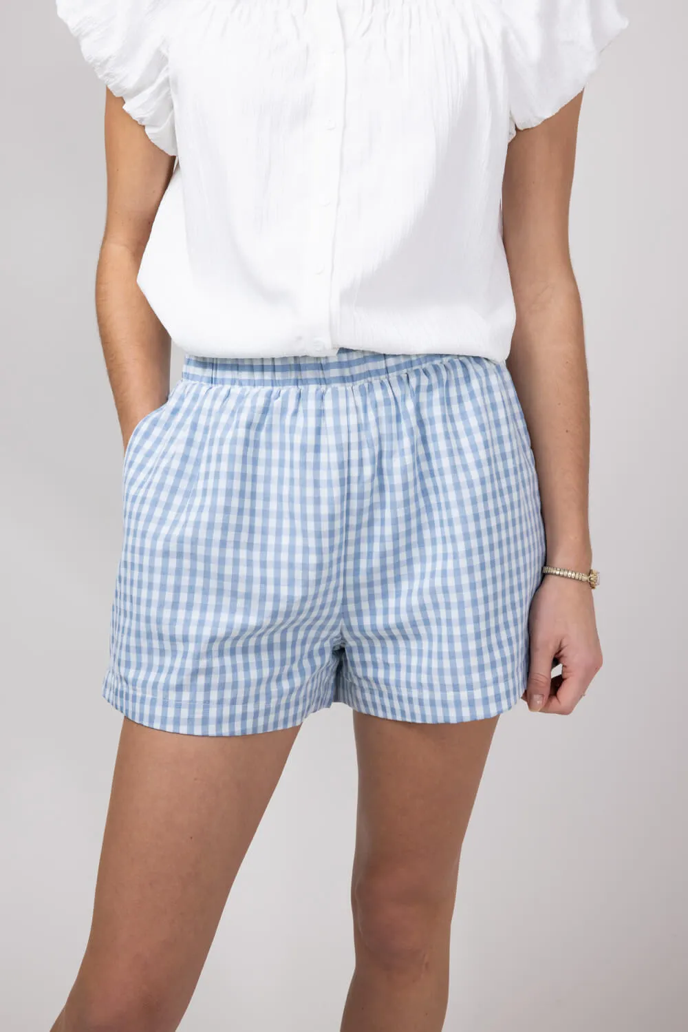 Plaid Boxer Lounge Shorts for Women in Blue | PSP1142-BLUE sold by Glik’s product image thumbnail 2