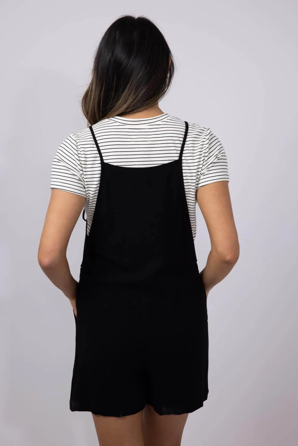 Tie Strap Cami Romper for Women in Black | NJU60341F-BLACK sold by Glik’s product image thumbnail 2