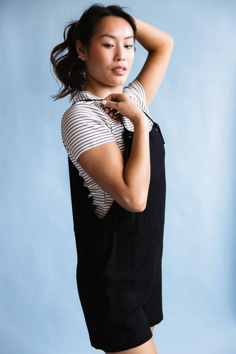 Tie Strap Cami Romper for Women in Black | NJU60341F-BLACK sold by Glik’s product image thumbnail 3