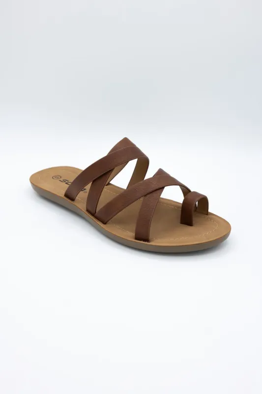 Soda Isabel Strappy Toe Sandals for Women in Cognac | ISABEL-S COGNAC made by Glik’s