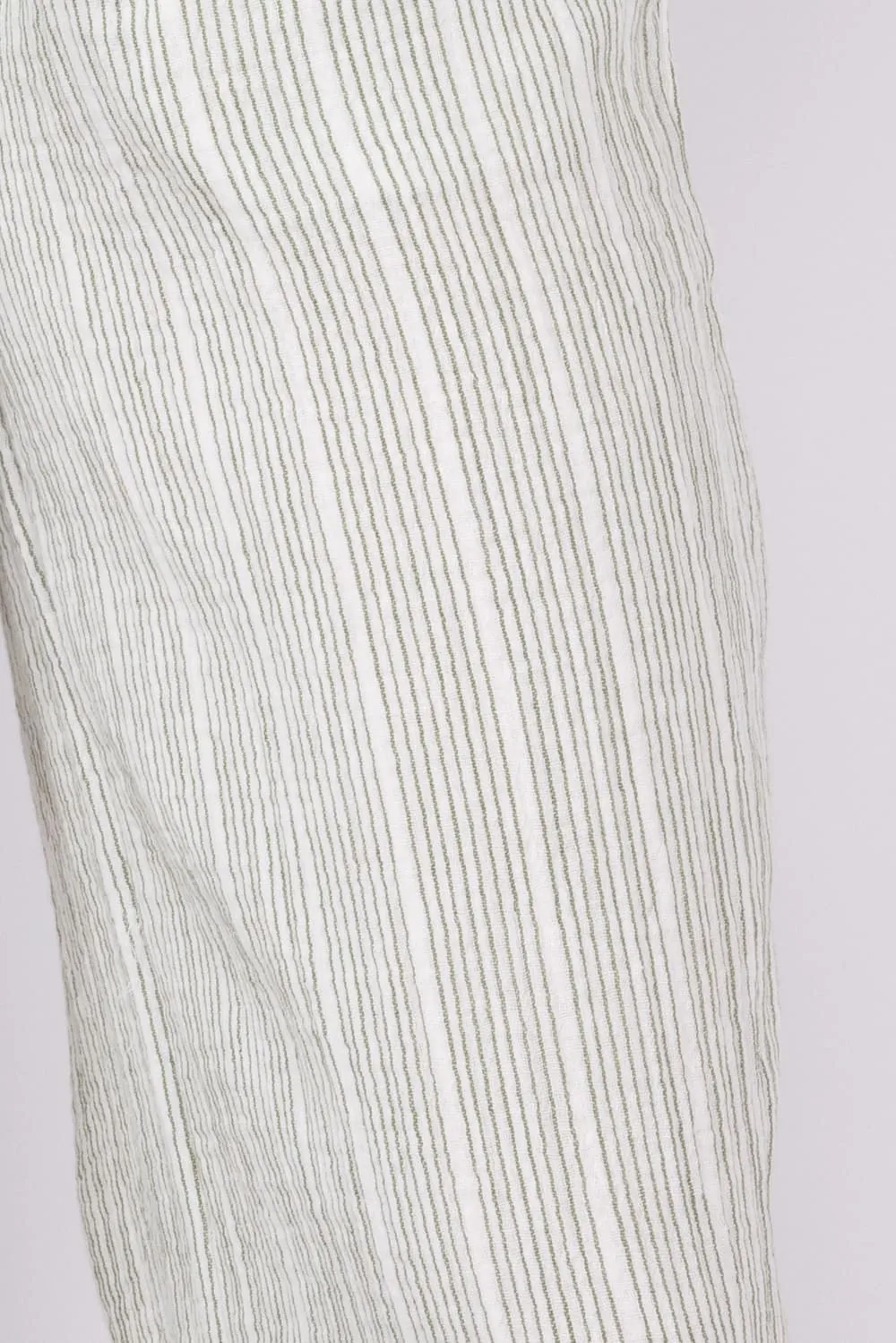 Stripe Smocked Waist Linen Pants for Women in Sage/Cream | 42722-SAGE sold by Glik’s product image thumbnail 3