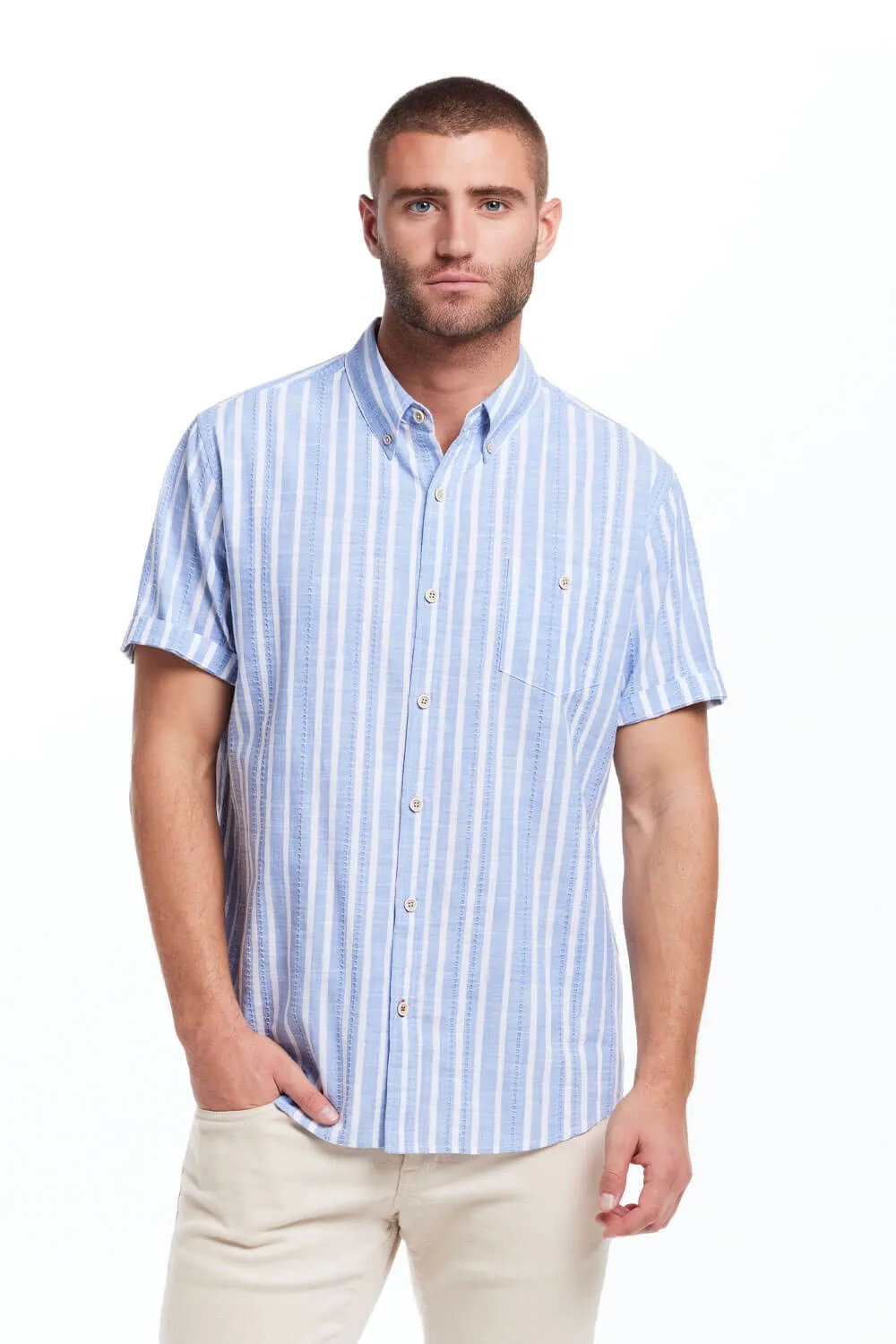 Weatherproof Vintage Dobby Button Up Shirt for Men in Vista Blue | S2584462GK-VISTABLUE sold by Glik’s product image thumbnail 5