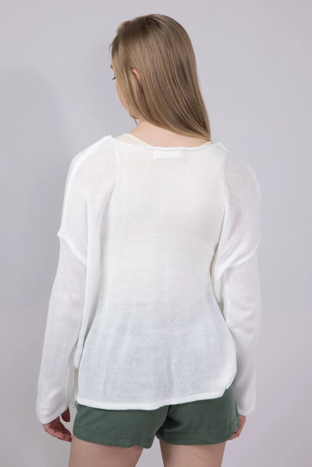 Ocean Drive Michigan Lightweight Sweater for Women in White | B13006-1295-MI-CREW-WHITE sold by Glik’s product image thumbnail 2