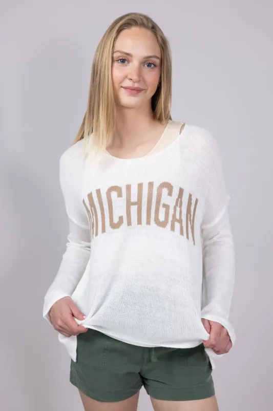 Ocean Drive Michigan Lightweight Sweater for Women in White | B13006-1295-MI-CREW-WHITE sold by Glik’s