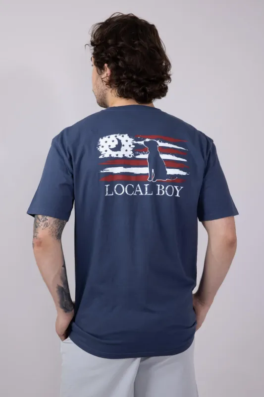 Local Boy Printed USA T-Shirt for Men in China Blue | L1000530-CHINABLUE sold by Glik’s