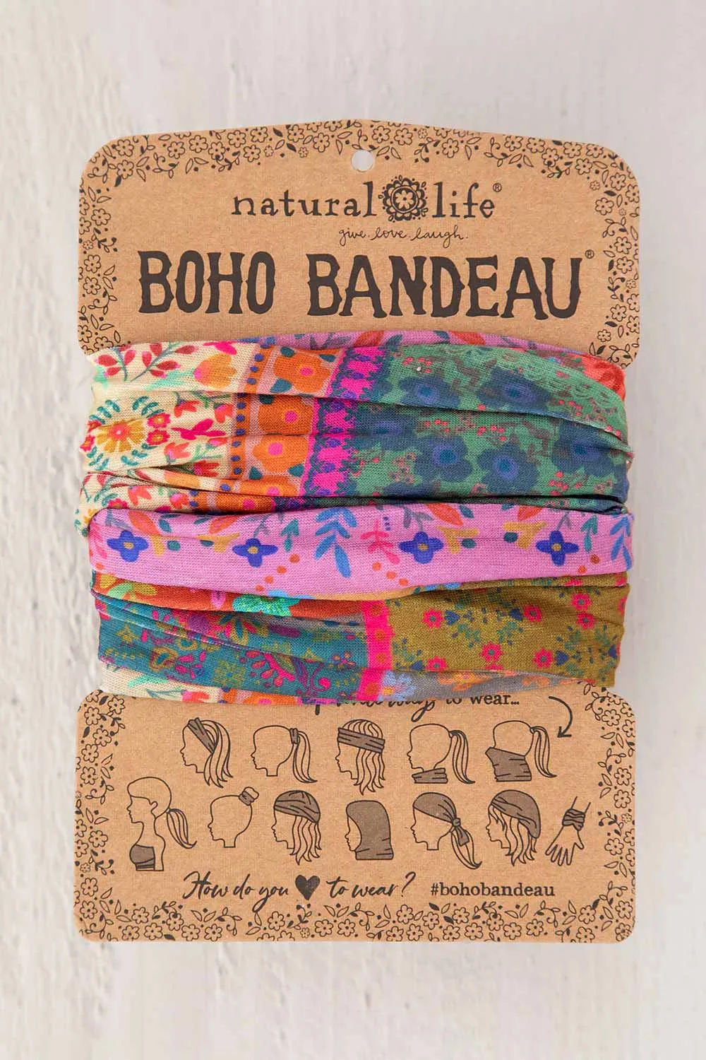 Natural Life Full Boho Bandeau Headband in Multi Patchwork | BBW324 sold by Glik’s