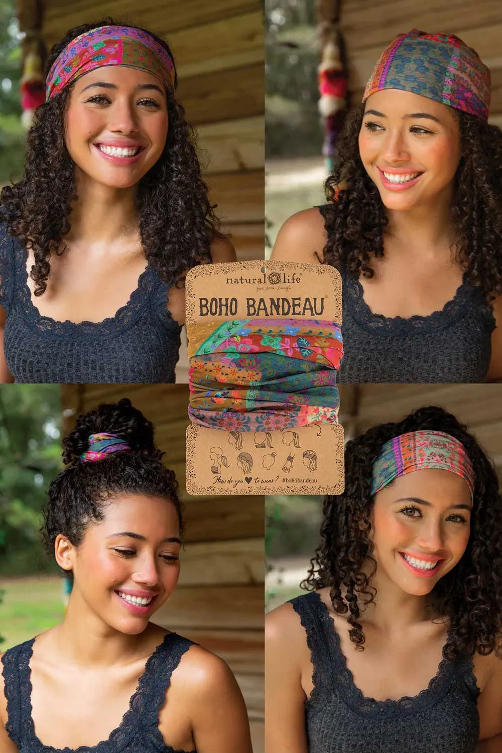Natural Life Full Boho Bandeau Headband in Multi Patchwork | BBW324 sold by Glik’s product image thumbnail 3