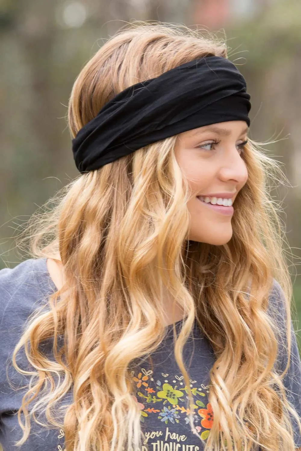 Natural Life Full Boho Bandeau Headband in Black | BBW123 sold by Glik’s product image thumbnail 2