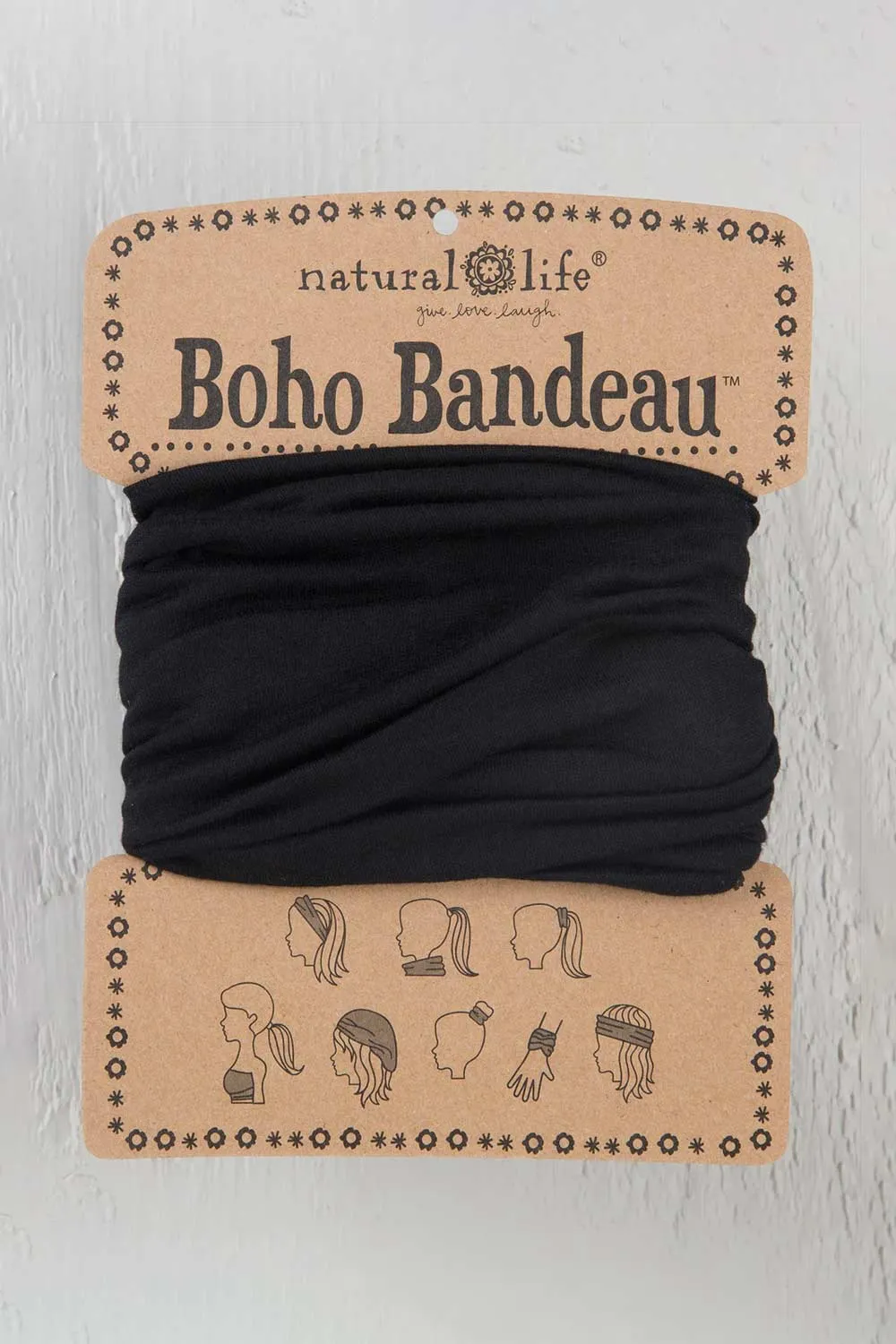 Natural Life Full Boho Bandeau Headband in Black | BBW123 sold by Glik’s