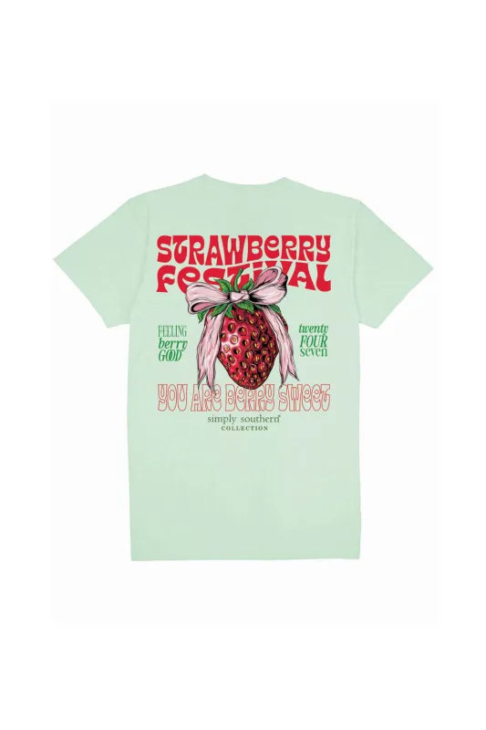 Simply Southern Youth Strawberry T-Shirt for Girls in Mint  | YTH-SS-STRAWBERRY-MINT sold by Glik’s