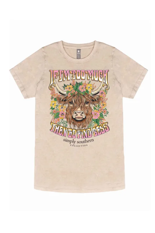 Simply Southern Plus Size Too Much T-Shirt for Women in Washed Ecru | EXT-SS-TOOMUCH-WSHECRU made by Simply Southern