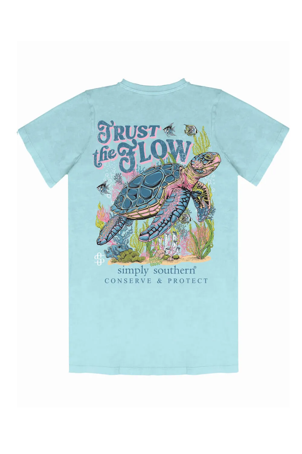 Simply Southern Trust The Flow Track T-Shirt for Women in Wash Aqua Blue | SS-TRACKT1-TRUST-WSHAQUA sold by Glik’s product image thumbnail 3