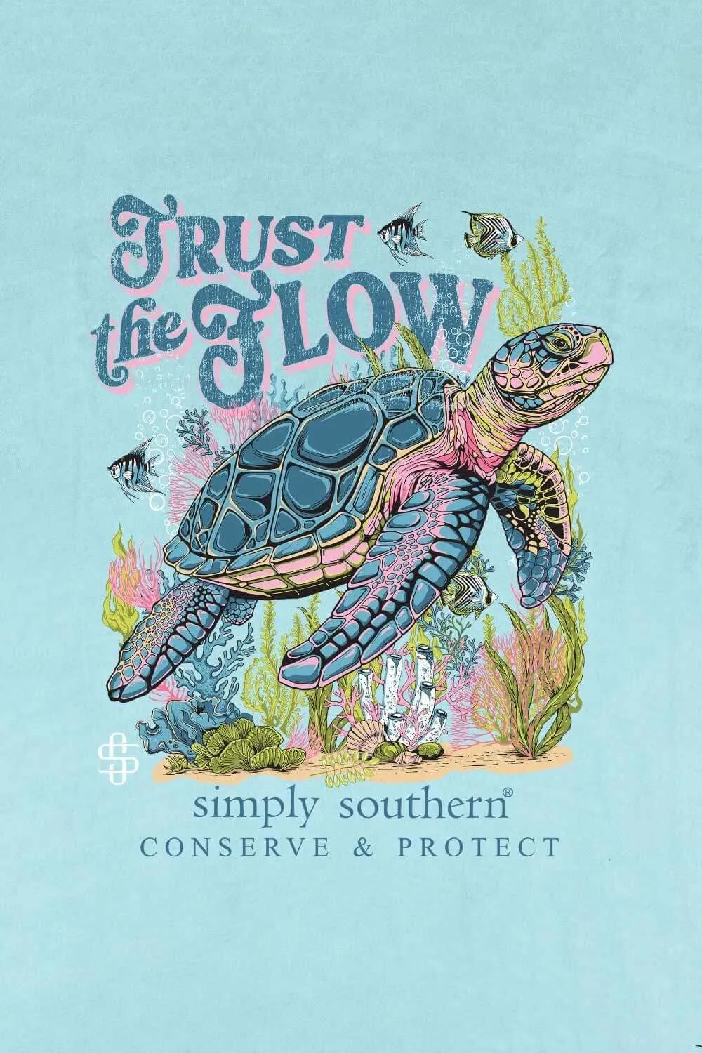 Simply Southern Trust The Flow Track T-Shirt for Women in Wash Aqua Blue | SS-TRACKT1-TRUST-WSHAQUA sold by Glik’s product image thumbnail 4