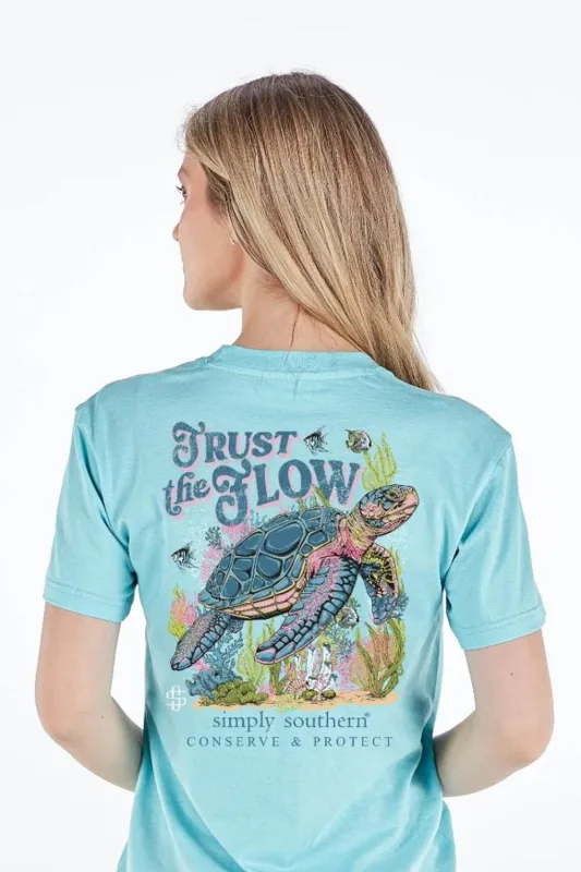Simply Southern Trust The Flow Track T-Shirt for Women in Wash Aqua Blue | SS-TRACKT1-TRUST-WSHAQUA sold by Glik’s