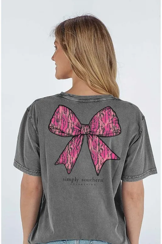 Simply Southern Camo Bow Better T-Shirt for Women in Washed Coal | SS-CAMOBOW-WSHCOAL sold by Glik’s