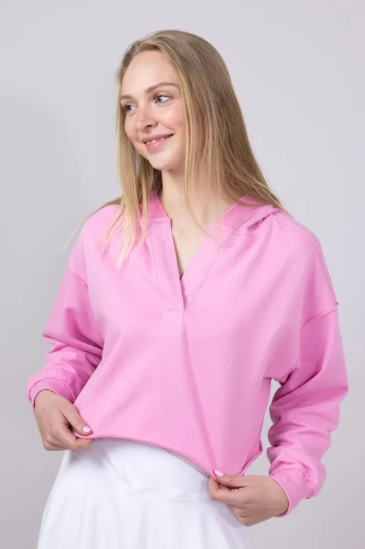 Simply Southern Johnny Collar Cropped Hoodie for Women in Blush | PP-0125-HD-VNCK-BLUSH sold by Glik’s