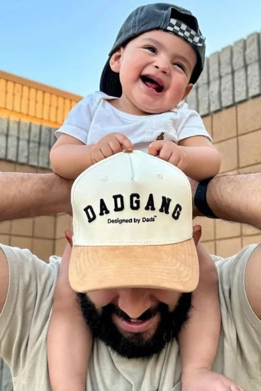 Dad Gang Suede Script Hat for Men in Cream | DGSUEDESCRIPT sold by Glik’s