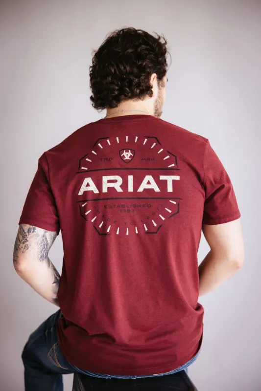 Ariat Explorer Classic T-Shirt for Men in Crimson Red Heather | 10054830-BURGANDY sold by Glik’s