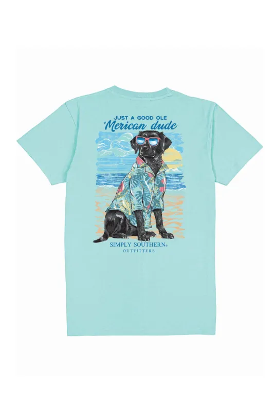 Simply Southern Vacation Dog T-Shirt for Men in Aqua | MN-SS-BEACH-AQUA sold by Glik’s