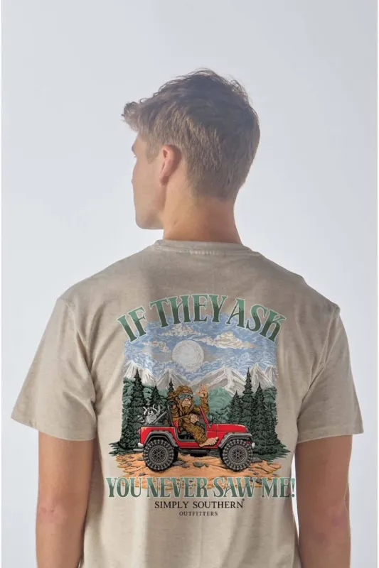 Simply Southern Sasquatch T-Shirt for Men in Oat Heather | MN-SS-SASQRACCN-OATHTHR sold by Glik’s