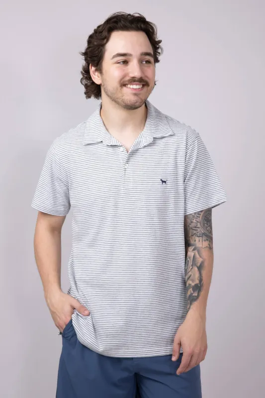Simply Southern Stripe Polo Shirt for Men in Grey | 0125-MN-POLO-GRYSTRPD sold by Glik’s