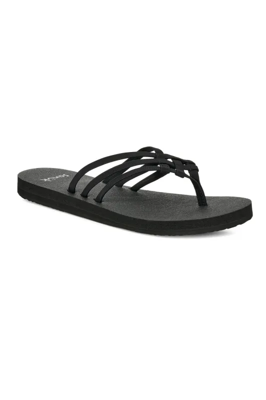 Sanuk Yoga Sandy Flip Flops for Women in Black | 1169691-BLK made by Glik’s