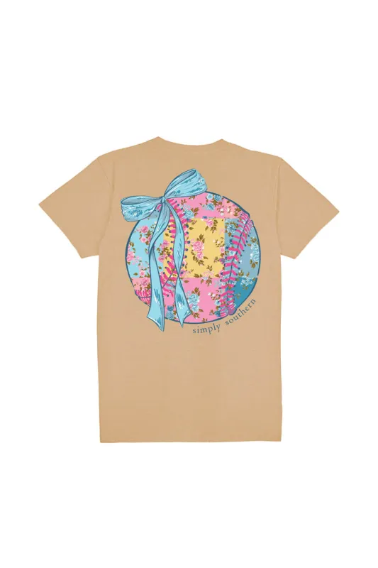 Simply Southern Youth Patched Baseball T-Shirt for Girls in Khaki | YTH-SS-PATCHBALL-KHAKI sold by Glik’s