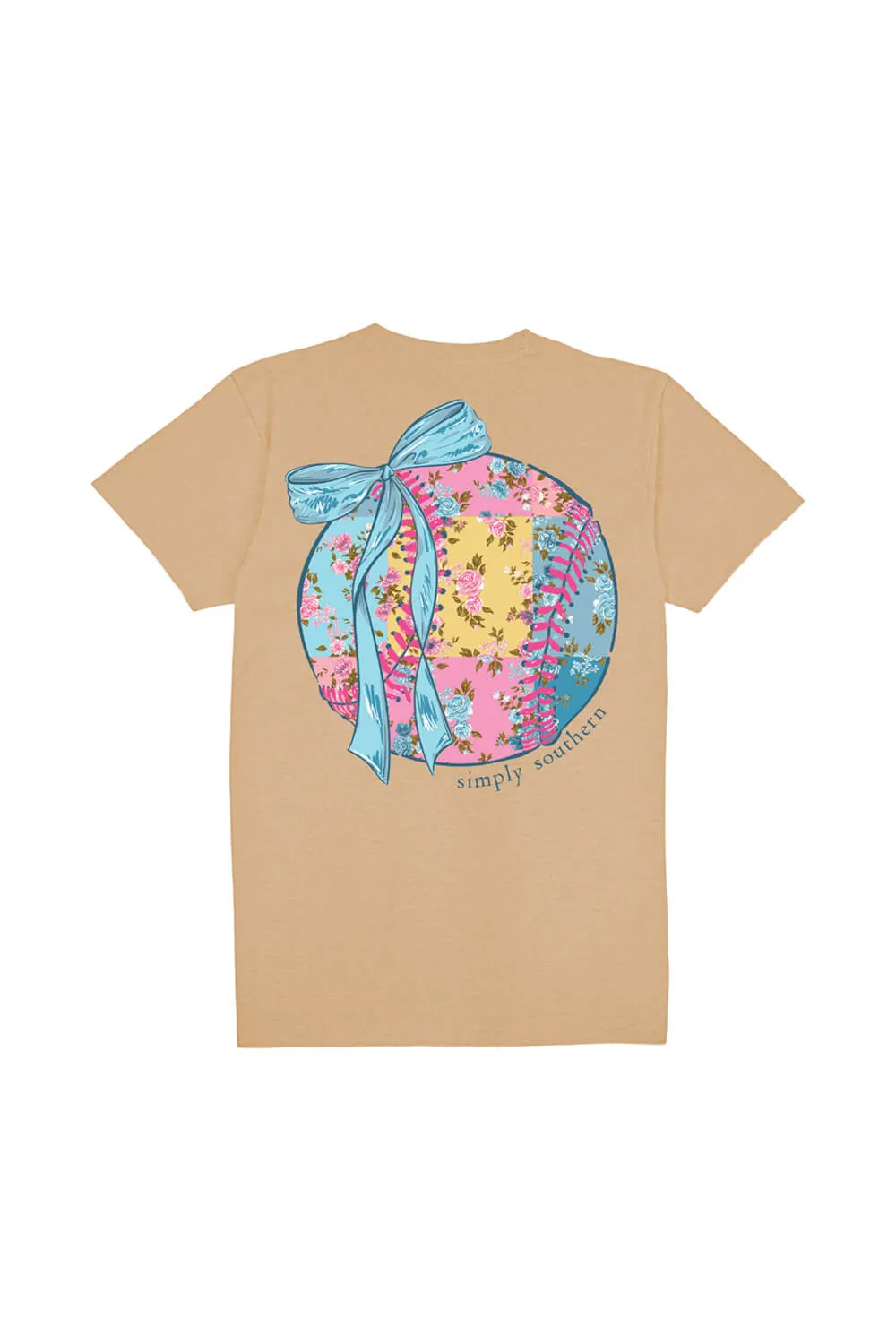 Simply Southern Youth Patched Baseball T-Shirt for Girls in Khaki | YTH-SS-PATCHBALL-KHAKI sold by Glik’s