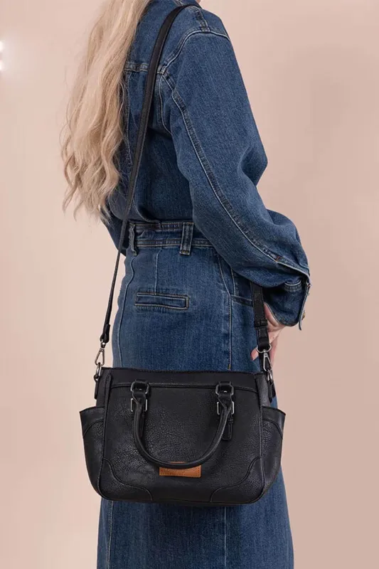 Wrangler Carry All Buckle Tote Crossbody for Women in Black | WG187-8318 BK sold by Glik’s