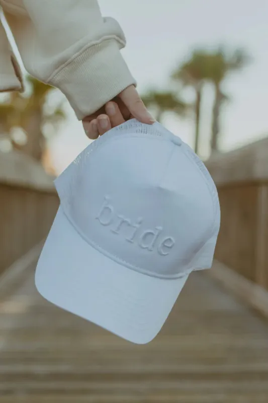 Bride Trucker Hat for Women in White | KDC-TC-1072-WHT sold by Glik’s