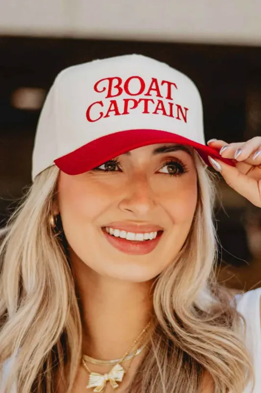 Boat Captain Trucker Hat for Women in Red/Tan | KDC-BC-1127-RED-TAN sold by Glik’s