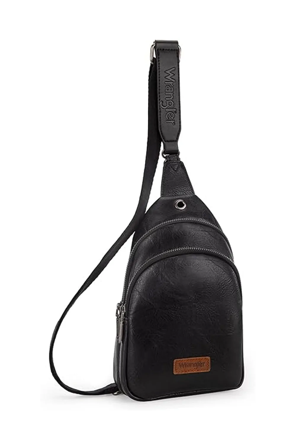 Wrangler Dual Zippered Crossbody Sling Bag for Women in Black | WG87-227-BK sold by Glik’s