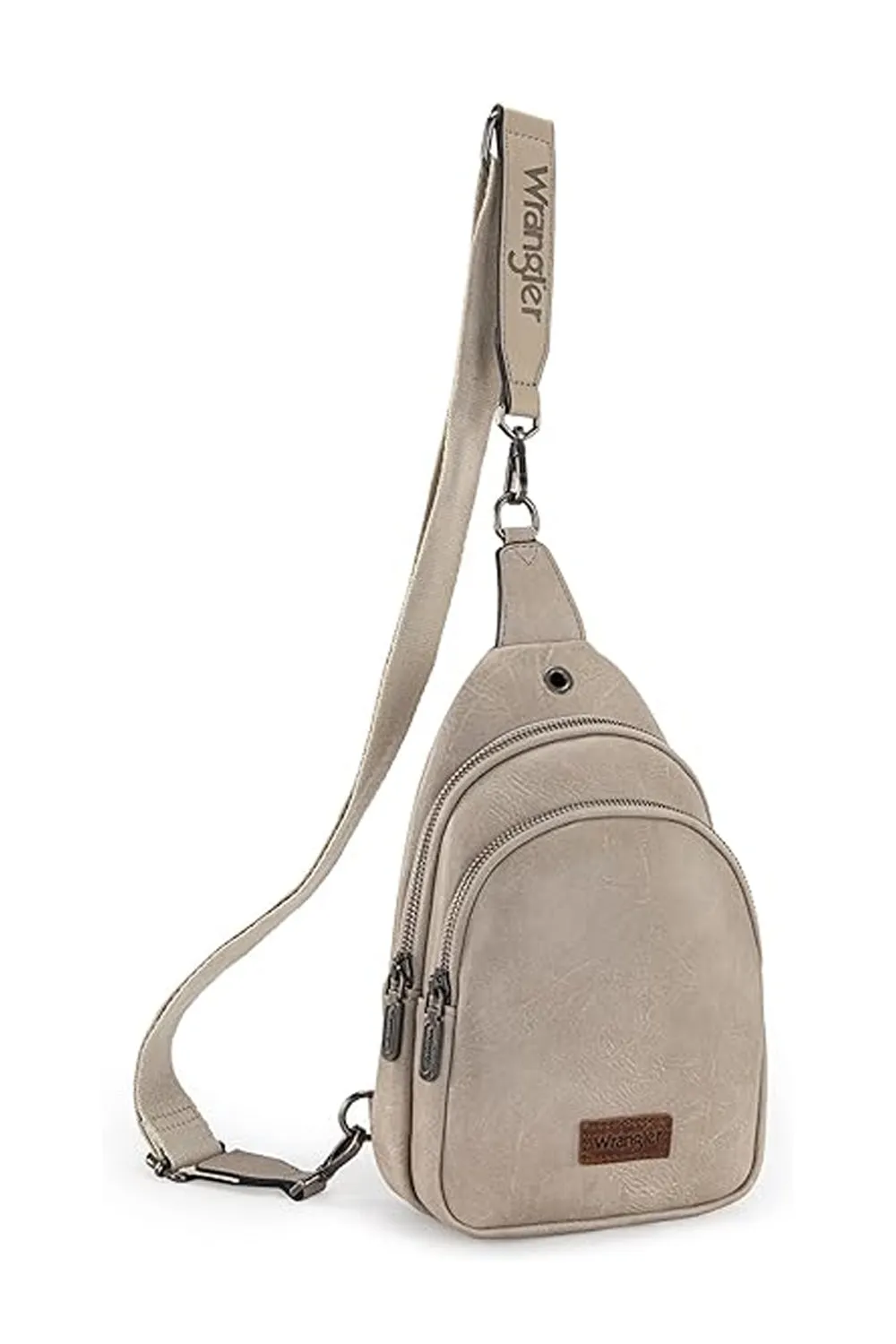 Wrangler Dual Zippered Crossbody Sling Bag for Women in Grey | WG87-227 LGY sold by Glik’s