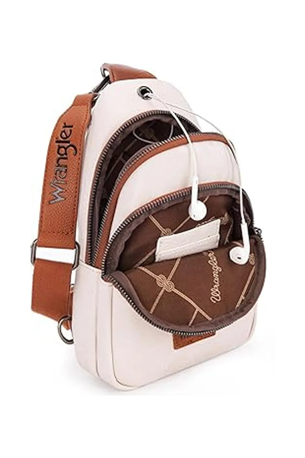 Wrangler Dual Zippered Crossbody Sling Bag for Women in Beige | WG87-227-BG sold by Glik’s product image thumbnail 3