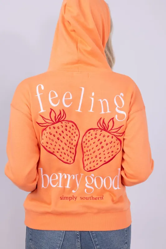 Simply Southern Embroidered Berry Good Hoodie for Women in Orange | PP-0125-HD-EMB-BERRY sold by Glik’s