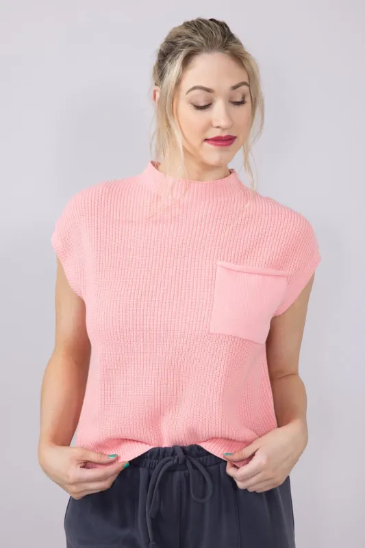 Simply Southern Breeze Knit Cap Sleeve Sweater for Women in Salmon | PP-0125-TOP-BREEZE-PKT-SALMON sold by Glik’s