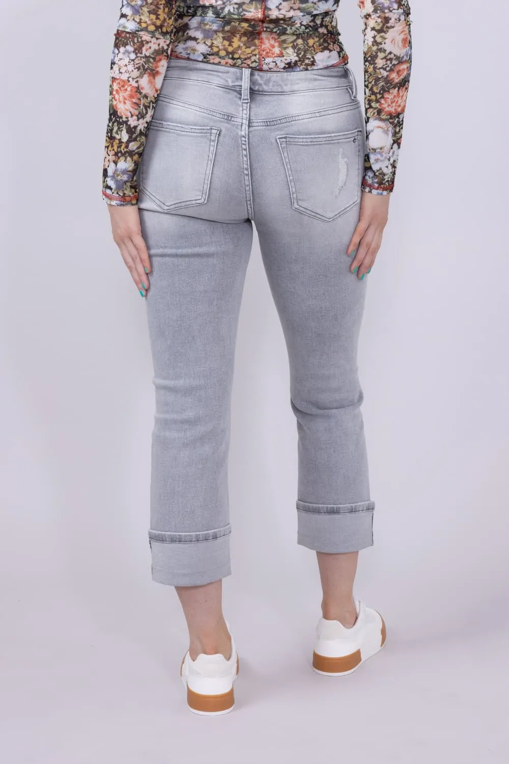 Mica Mid Rise Cuffed Straight Jeans for Women in Grey | MDP-T3385 sold by Glik’s product image thumbnail 2