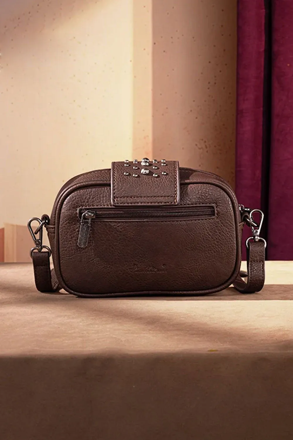 Tooled Concho Small Crossbody Bag for Women in Coffee | MW1322-8365-CF sold by Glik’s product image thumbnail 4