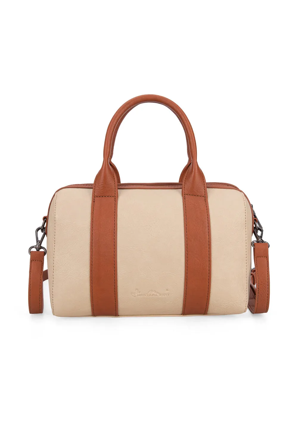 Tooled Barrel Satchel Crossbody Bag for Women in Tan | MW1313-9800-TN sold by Glik’s product image thumbnail 4