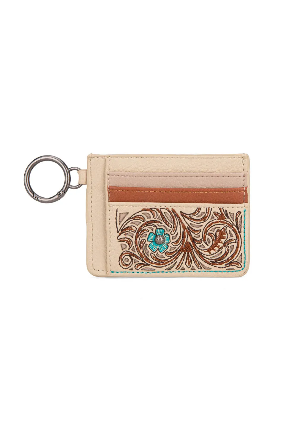 Embroidered Floral Card Holder in Tan | MW1313-W014-TN sold by Glik’s product image thumbnail 2