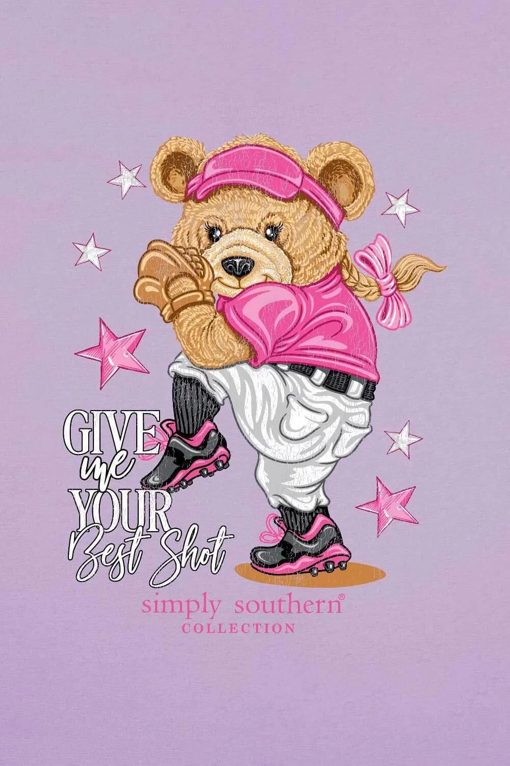 Simply Southern Best Shot T-Shirt for Women in Lilac | SS-BEARBALL-LILAC sold by Glik’s product image thumbnail 4
